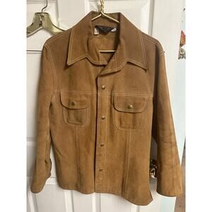 VINTAGE JC PENNY SPLIT COWHIDE SNAP BUTTON UP JACKET Med 38 WITH SNAP POCKETS